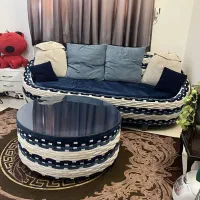 دودست مبلمان دسته دو در حد نو با گل میز