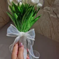 دسته گل عروس گل لاله لمسی دسته گل عقد|گل مصنوعی|بانه, |دیوار