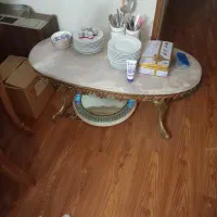 میز جلو مبلی و عسل برنزی با سنگ مرمر قدیمی