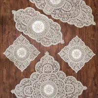 رومیزی سرویس پنج تیکه ترک دانتل