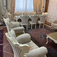 مبل استیل ۷ نفرت و ناهار خوری ۸ نفره کرم و اصل