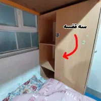 تخت خواب دو طبقه با کمد وکتابخانه ومیز تحریر|تخت و سرویس خواب|یاسوج, |دیوار