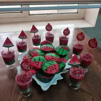 کیک تولد کاپ کیک ودسر یلدایی کیک هندوانه