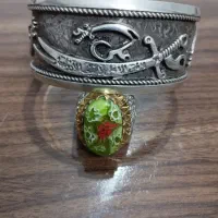 دستبند و انگشتر نقره مردانه