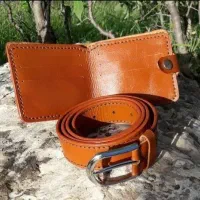 ست چرم طبیعی کیف کمربند مردانه