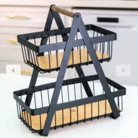 ظرف سرو دو طبقه فلز و چوب زیبا
