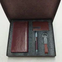 ست کیف پول چرم ، جا کارتی،بند کلید و خودکار