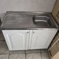 سینک‌ استیل و کابینت فلزی دو در