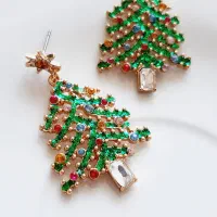 گوشواره آویز بلند کاج نگینی بدون پک چند رنگ|بدلیجات|رشت, پارک شهر|دیوار