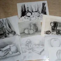 نقاشی با پاستل ونقاشی سیاه قلم وذغال