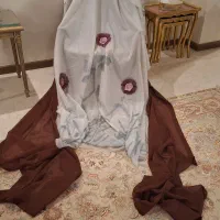 پرده حریر گلدار خارجی