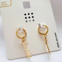 گوشواره حلقه ای آویزدار سمایل با روکش طلا|بدلیجات|کرمان, |دیوار