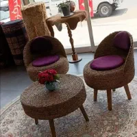 مبل پاف چوبی سنتی حصیری|مبلمان خانگی و میز عسلی|آمل, |دیوار