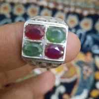 انگشتر چهار نگین دو تا زمرد و دوتا یاقوت|جواهرات|زاهدان, |دیوار