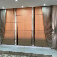 ۳ عدد پرده رومن + ۲ عدد تور + چوب پرده رومن