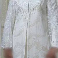 مانتو سفید ژاکاراد ترکیبی  جنس عالی