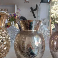 گلدان آبگز طلایی و آبکاری ساده