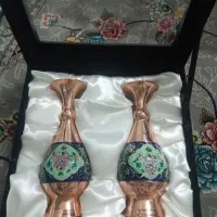 دو عدد گلدان مسی