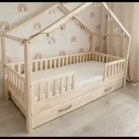 تخت چوبی کودک مدل باران