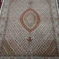 جفت قالیچه ریز ماهی تبریز کرم نسکافه ای گل ابریشم|فرش|تهران, حر|دیوار