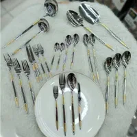 سرویس قاشق و چنگال دو رنگ طلایی و استیل یونیک نو|ظروف سرو و پذیرایی|تهران, فتح|دیوار