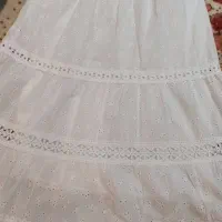 دامن سفید خامه دوزی نو