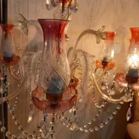 لوستر کریستالی الماسی صورتی|لوستر و چراغ آویز|سمنان, |دیوار