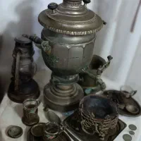 سماور برنجی و سینی وقندان