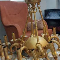 لوستر ۱۶شاخه اب طلا خورده برنجی