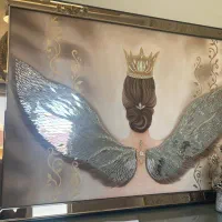 تابلو آینه نقاشی دستی فرشته بسیار شیک