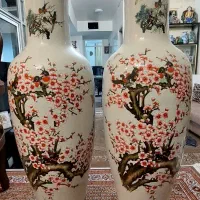 جفت گلدان چینی کلکسیونی ۱۲۵ سانتی  نقاشی دست کمیاب|صنایع دستی و سایر لوازم تزئینی|تهران, ستارخان|دیوار