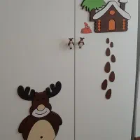 سرویس چوب کودک کمد و ویترین و تخت