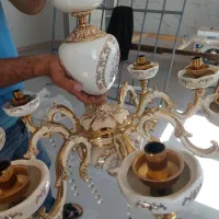 لوستر تمام برنج هشت شاخه|لوستر و چراغ آویز|ساوه, |دیوار