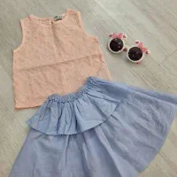 ست پیراهن تاب دامن عید دخترانه دوقلوها