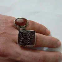 انگشتر نقره کلکسیونی و مهره کهنه