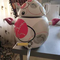 قوری کتری(ست)لعابی مدل سماوری با قوری چینی