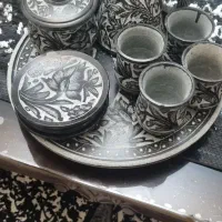 ست قوری و فنجان سنگی قلم کاری سوغات مشهد