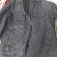 کاپشن چرمی کلاه دار