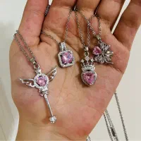 گردنبند جواهری صورتی