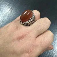 انگشتر فاخر و کلکسیونی عقیق کهنه و اصل یمنی