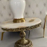 میزعسلی برنز بیضی با رویه سنگ مرمر