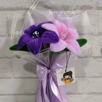 گل مصنوعی لیلیوم مخملی ،دسته گل عروس،گل روبانی