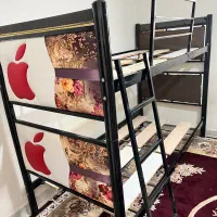 فروش تخت دو طبقه فلزی و چوبی با روکش چرمی