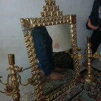 آینه شمعدان برنجی قدیمی