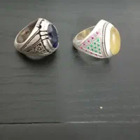 انگشتر نقره یاقوت کبود و عقیق جزر