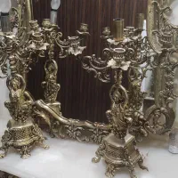 اینه کنسول برنزی قلم سیاه و گلدان