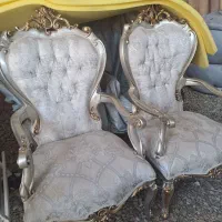 ۴عدد مبل تکی استیل با جلو مبلی عسلی