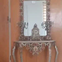 آینه و شمعدان جنس برنجی