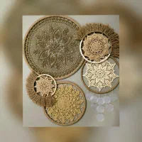 تابلوهای ماندالا حلقه کنفی و بادزنگ سبک بوهو