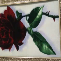 تابلو گل رز دست بافت